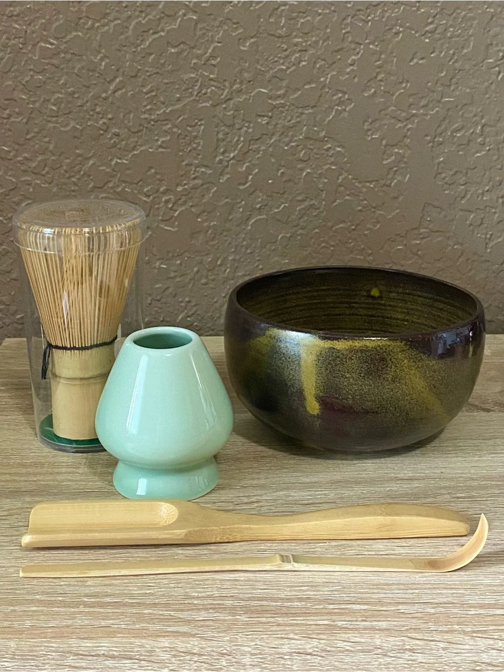 Handmade Ceramic Matcha Bowl Set with Bamboo Tools